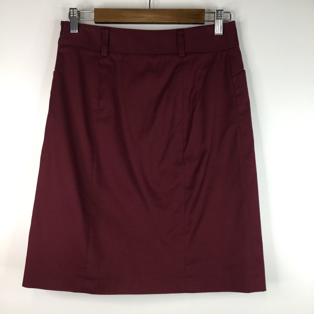 J Crew Stretch Burgundy Pencil Skirt Size 2